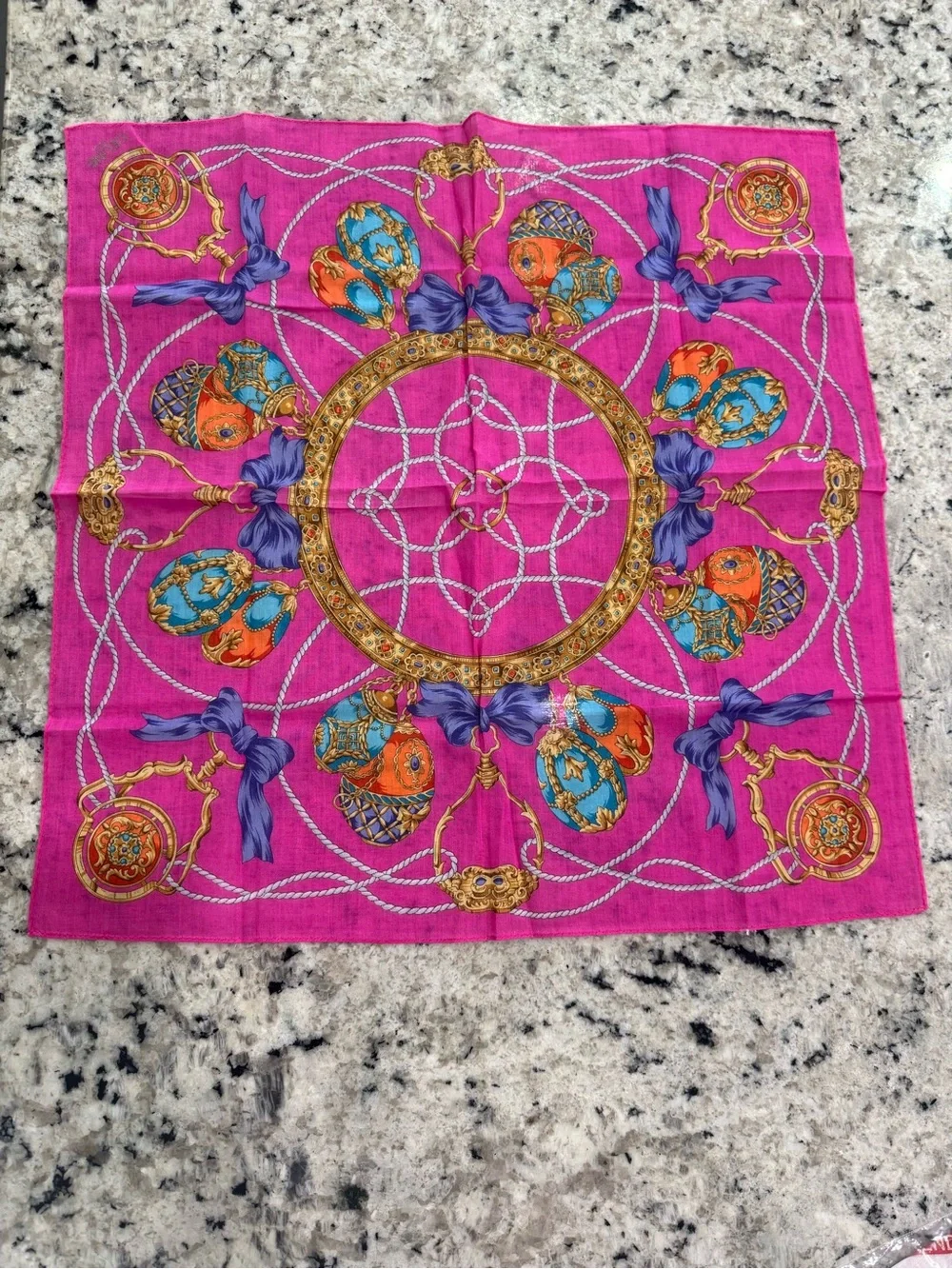 Vintage CELINE Bright Pink Neckerchief Scarf